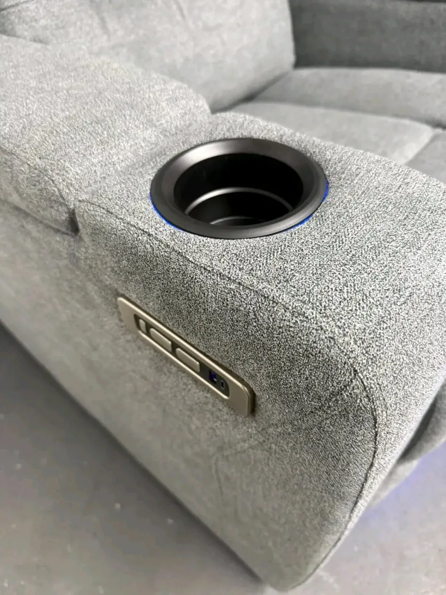 Titan 3-1-1 Electric Grey Fabric Recliner Sofa Set - Image 3