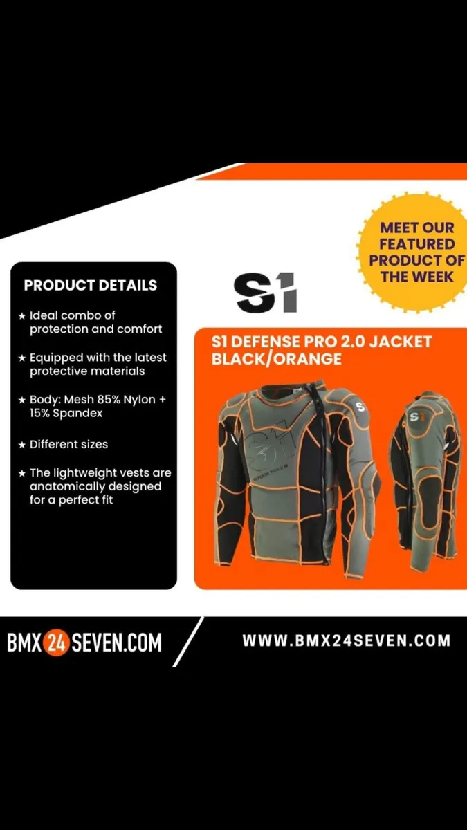 AS NEW - BMX Body Armour - S1 Defense Pro 2 - Image 2
