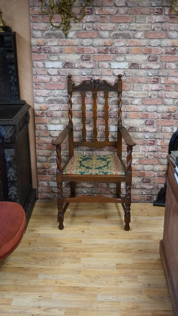 Barley Twist Oak Armchair - Image 1
