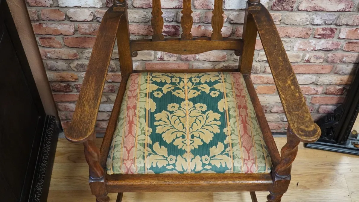 Barley Twist Oak Armchair - Image 4