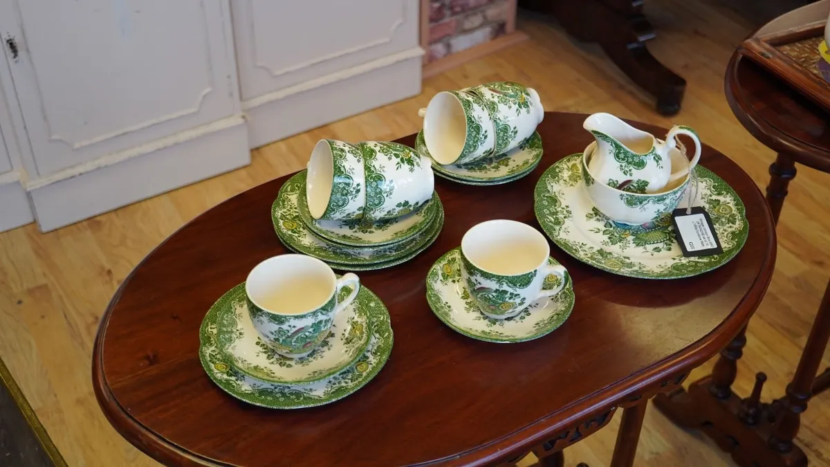 Vintage Green Ironstone Tea Set - Image 1