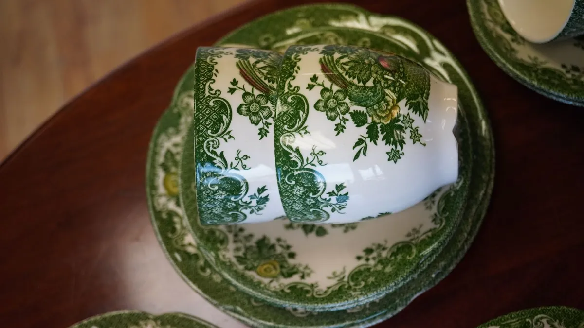 Vintage Green Ironstone Tea Set - Image 3
