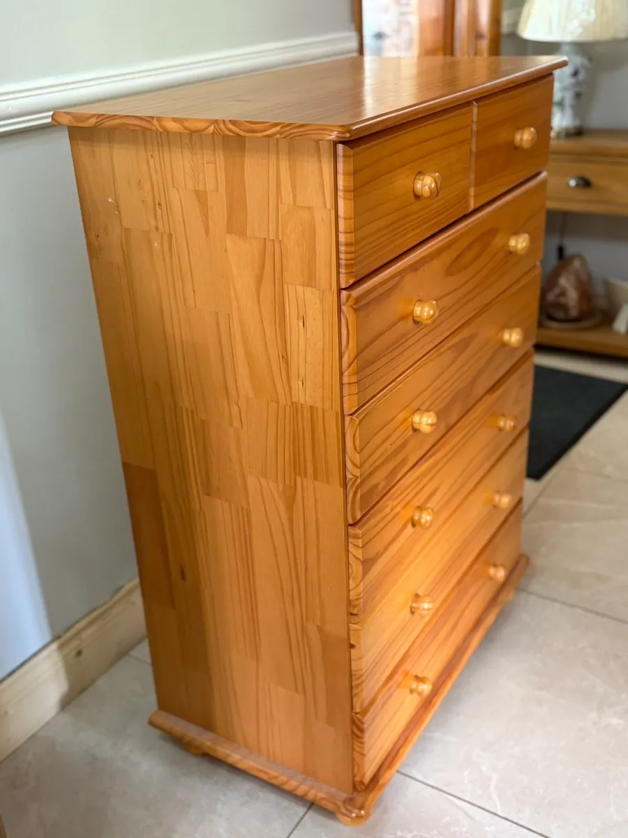 Two x Solid Pine Wood Chest of Drawers - Image 2