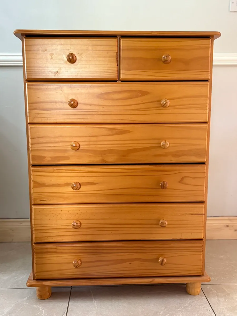 Two x Solid Pine Wood Chest of Drawers - Image 1