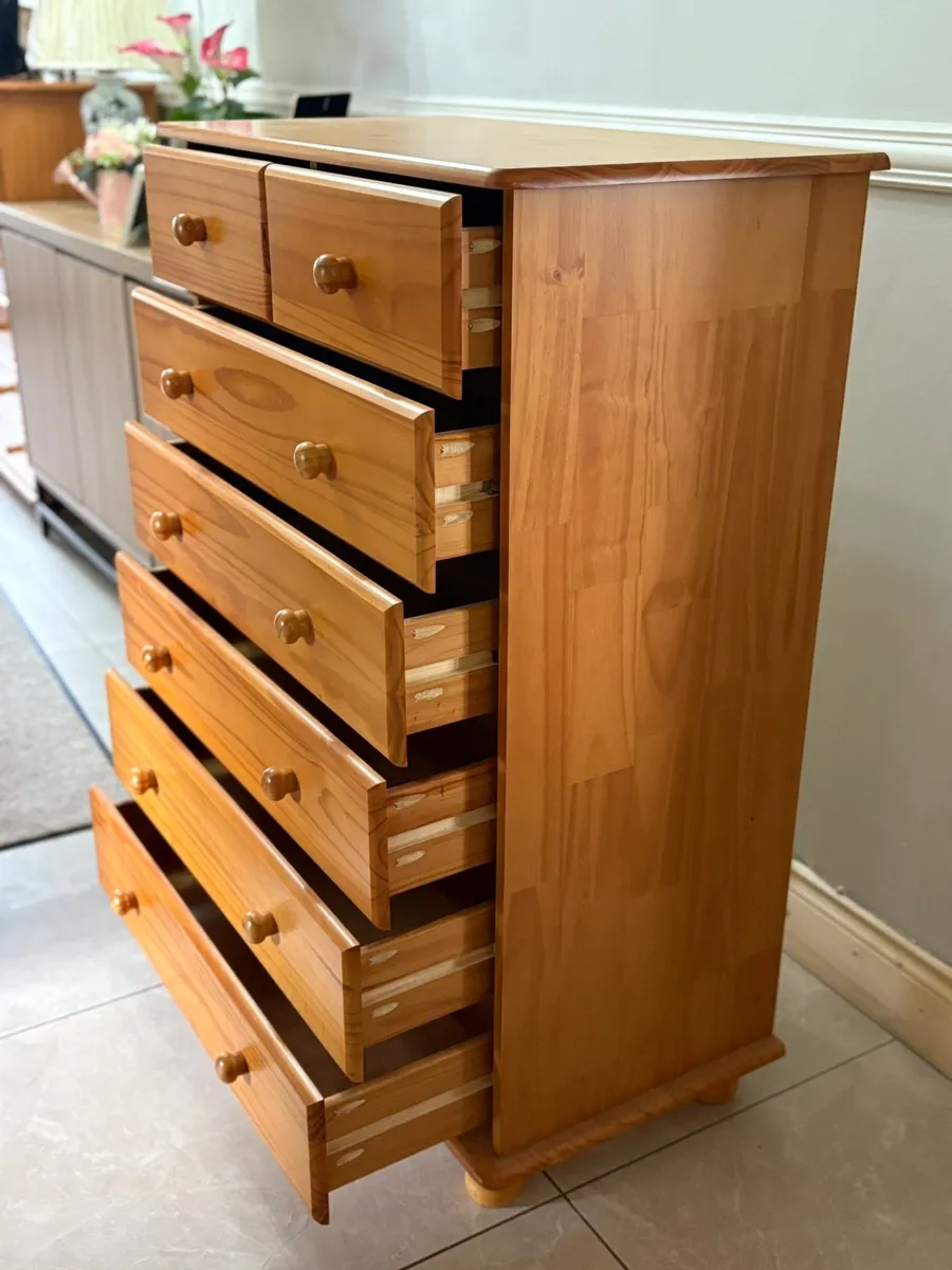 Two x Solid Pine Wood Chest of Drawers - Image 3