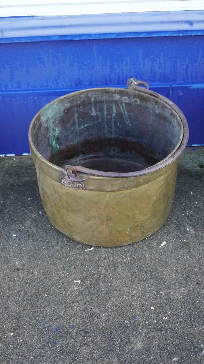 Vintage Brass Hearth Log Bucket - Image 1