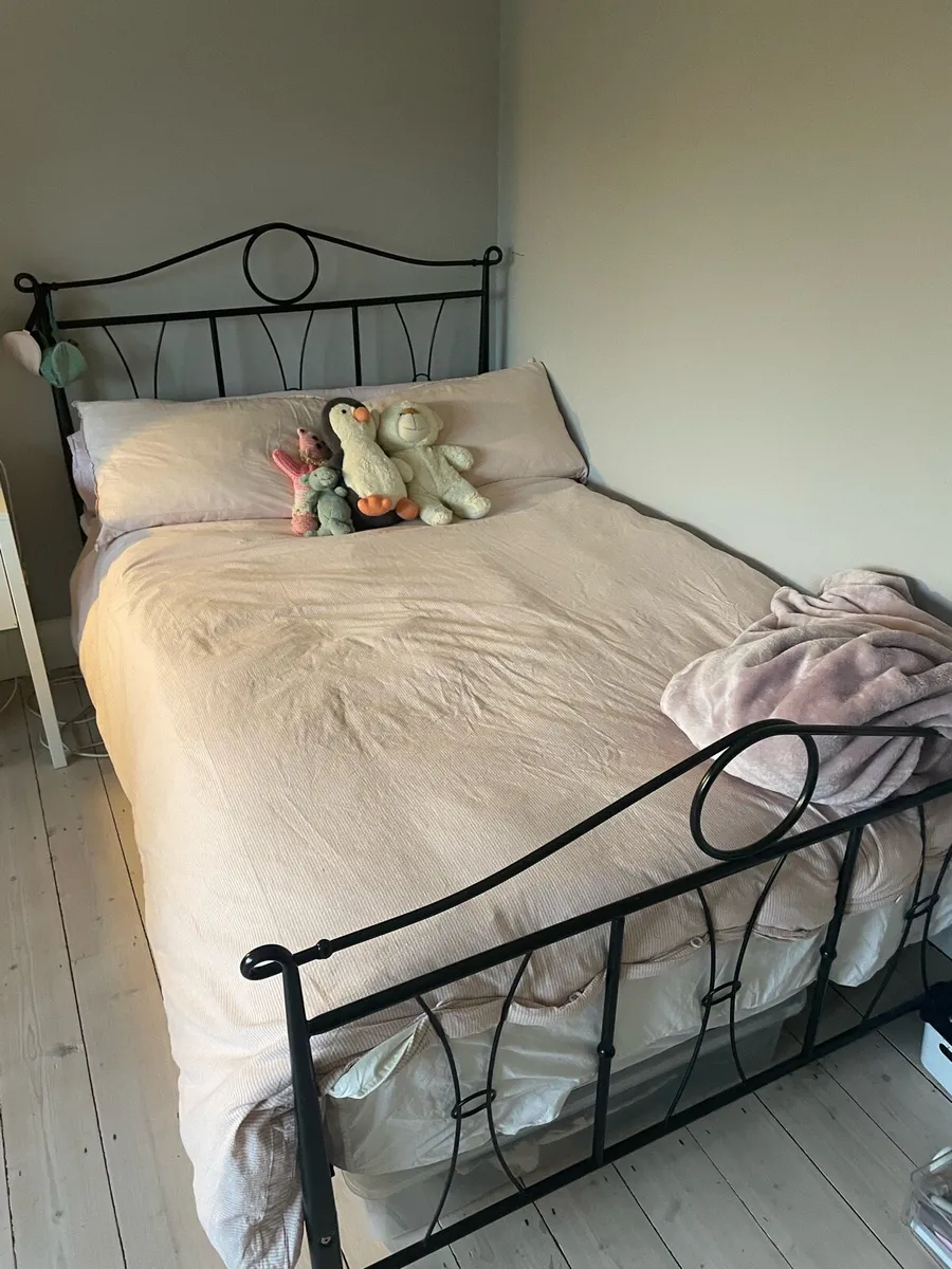 Beautiful black small Double bed 3/4 size - Image 1