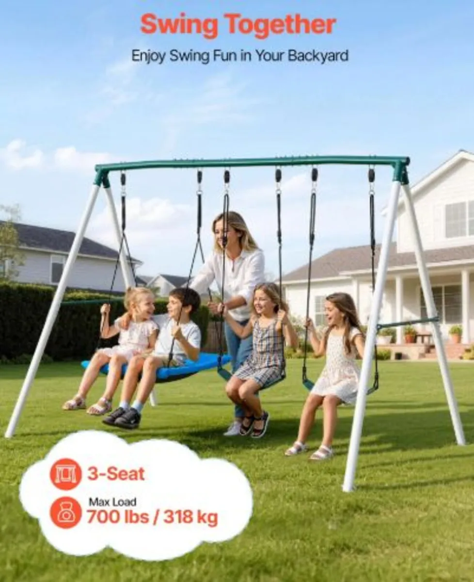 Swing Set for Backyard, 110 x 80 cm Swing Seat - Image 2