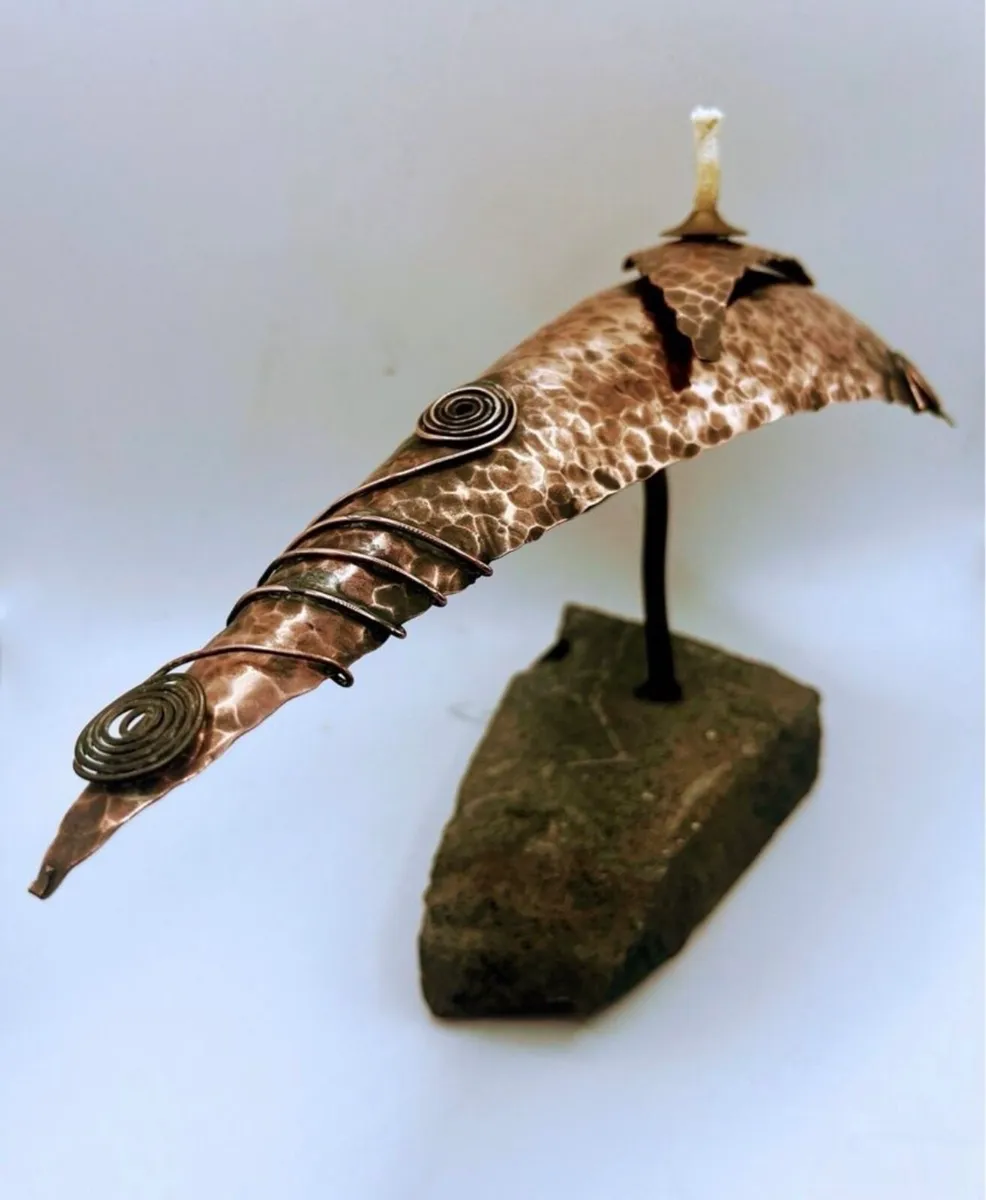 Handcrafted hammered copper sculpture - Image 1