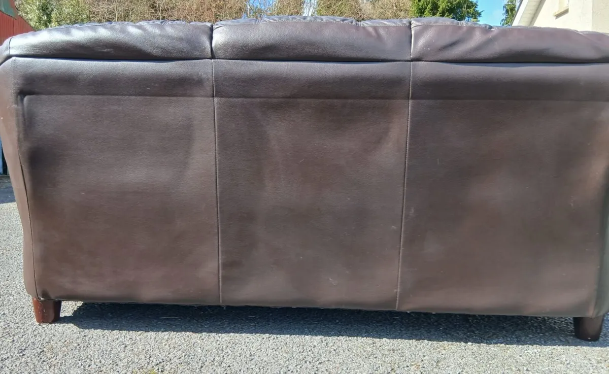 Dark Brown 3 Seater Leather Sofa - Image 3