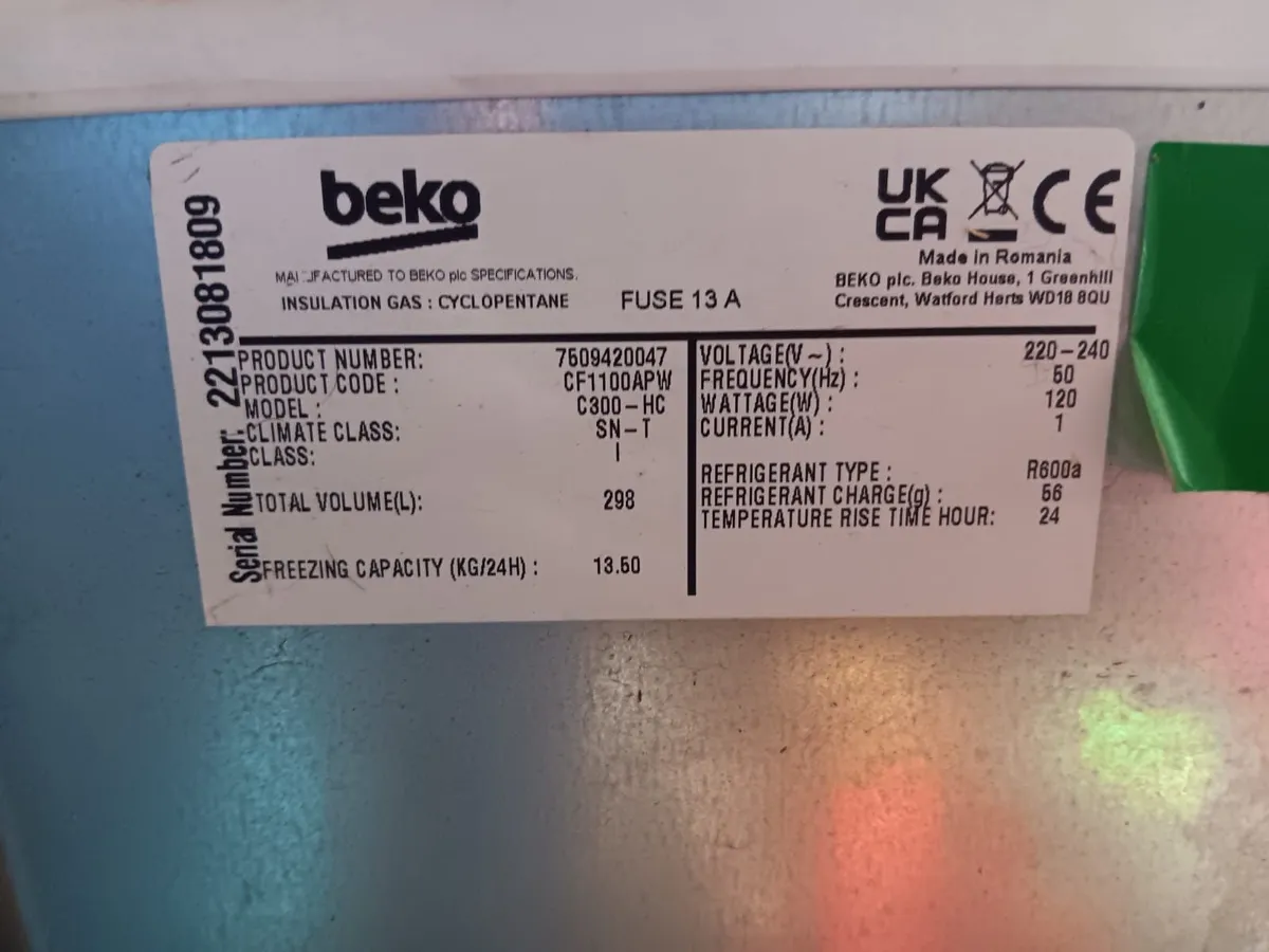 Beko chest Fridge freezer for sale - Image 3