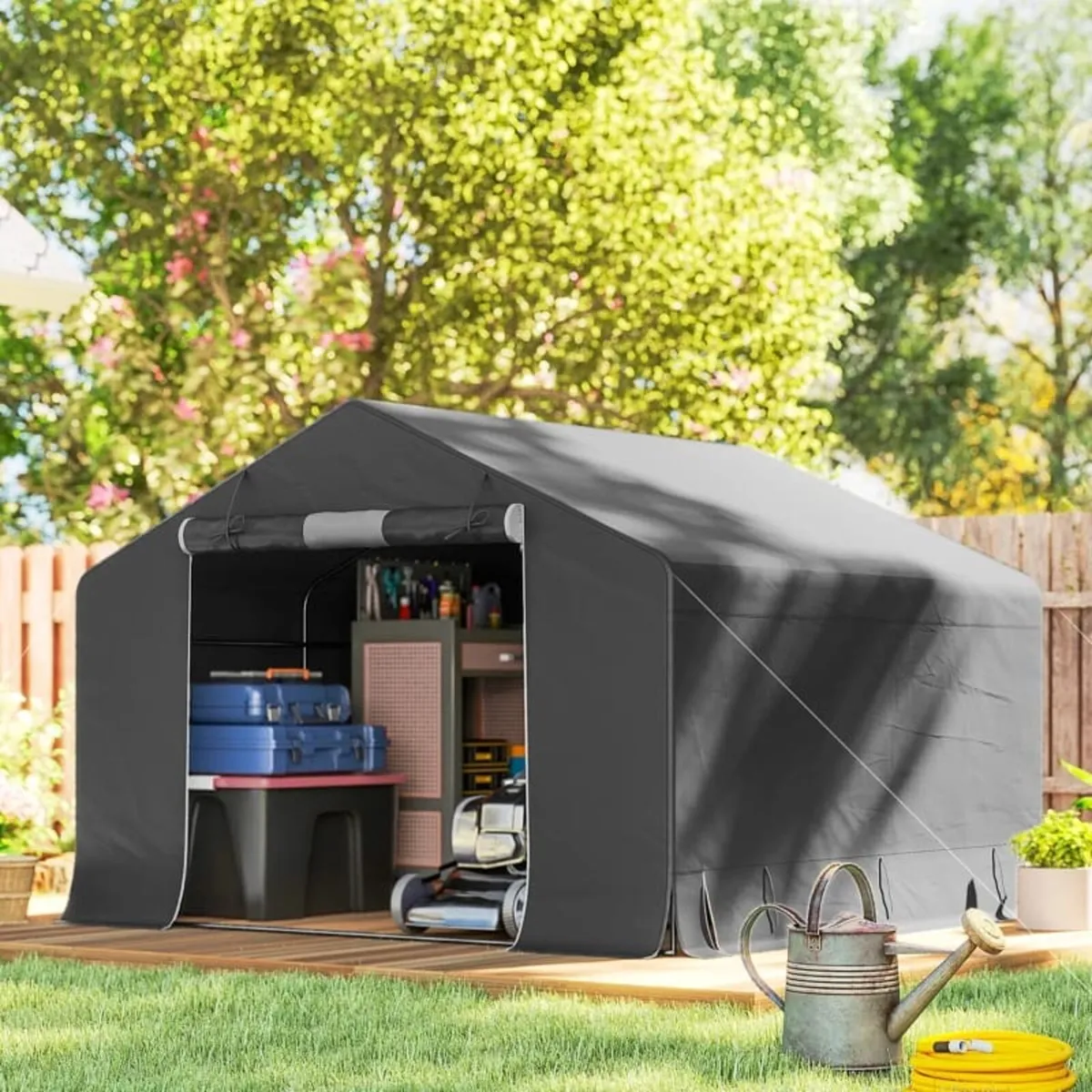 Portable garden shed, bike tent, roll-up zip door, - Image 1