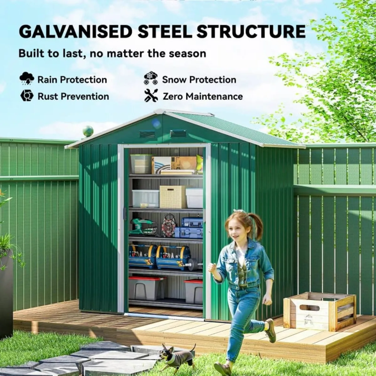 6.5ft x 3.5ft Garden Storage Shed, Large Metal She - Image 4