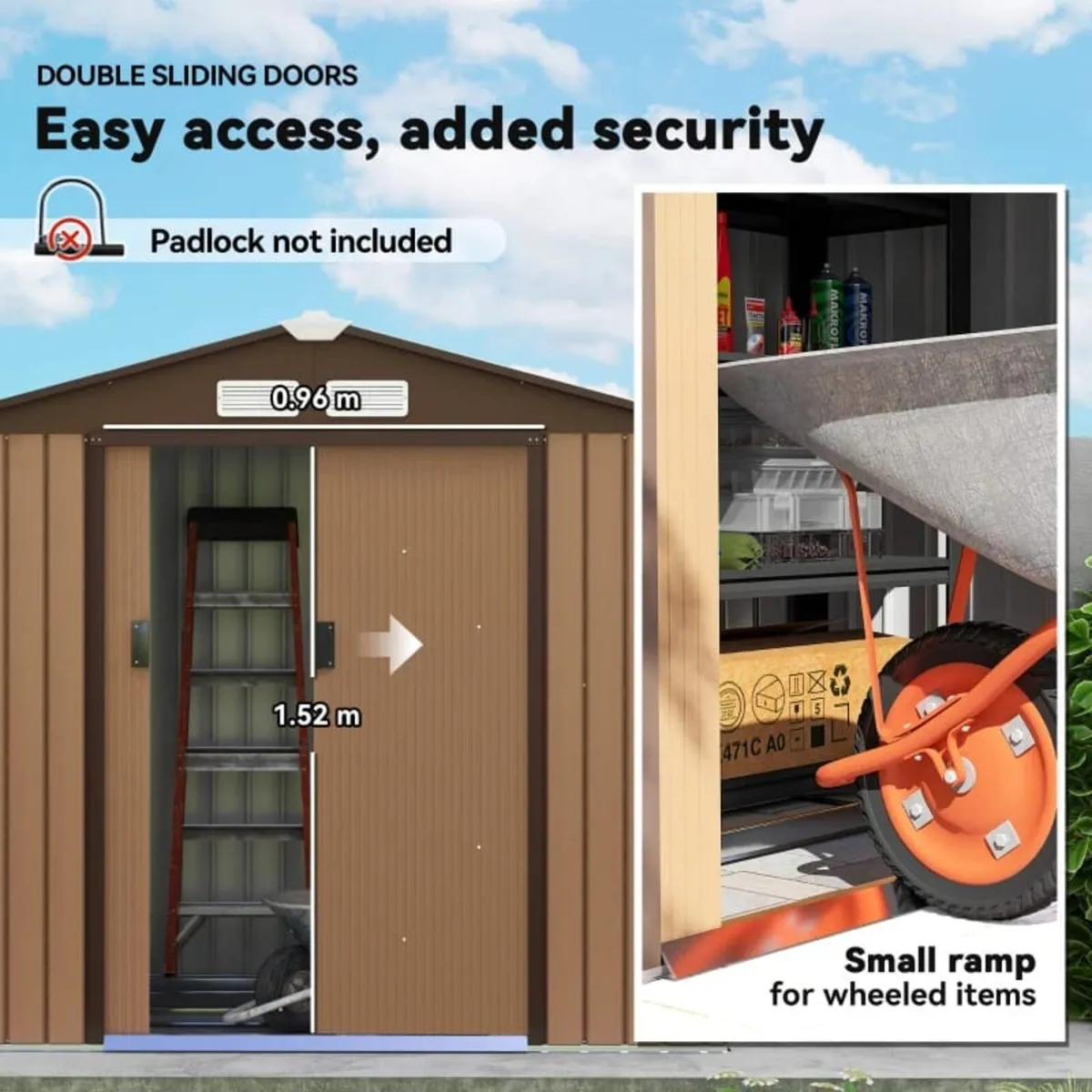 Outdoor Storage Shed, 7ft x 4ft, Large Patio Roofe - Image 4