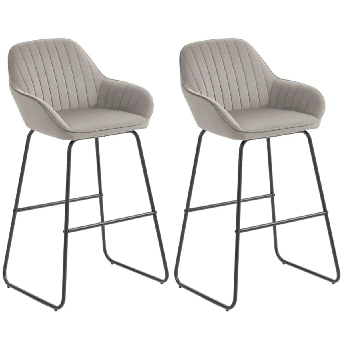 2-Pack Bar Stools, Fabric-upholstered Barstools wi - Image 2