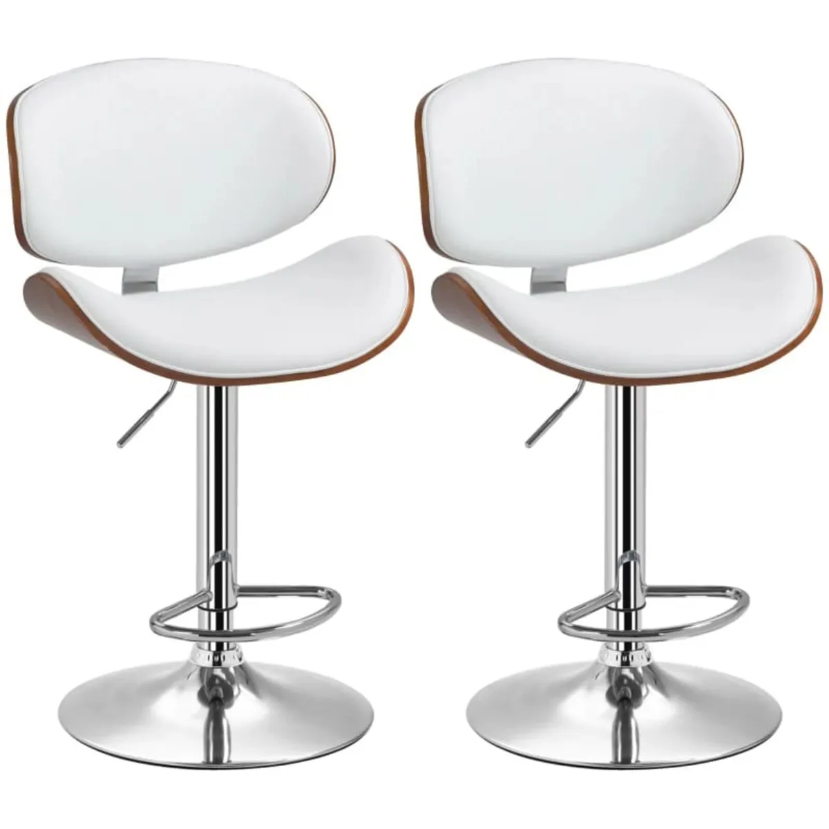 Set of 2 bar stools adjustable height synthetic co - Image 3