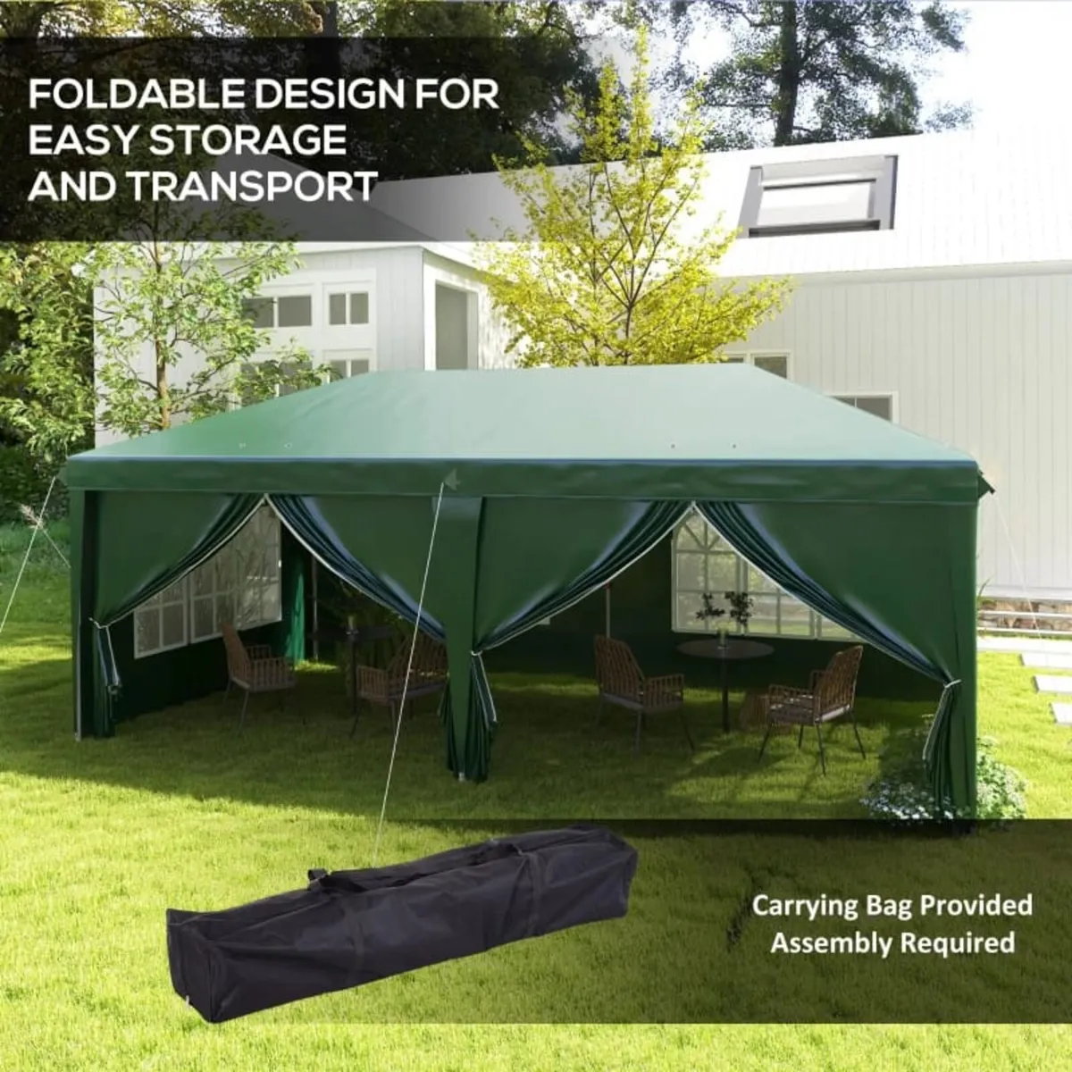 3 x 6m Pop-Up Gazebo, with Curtain Walls and Windo - Image 4