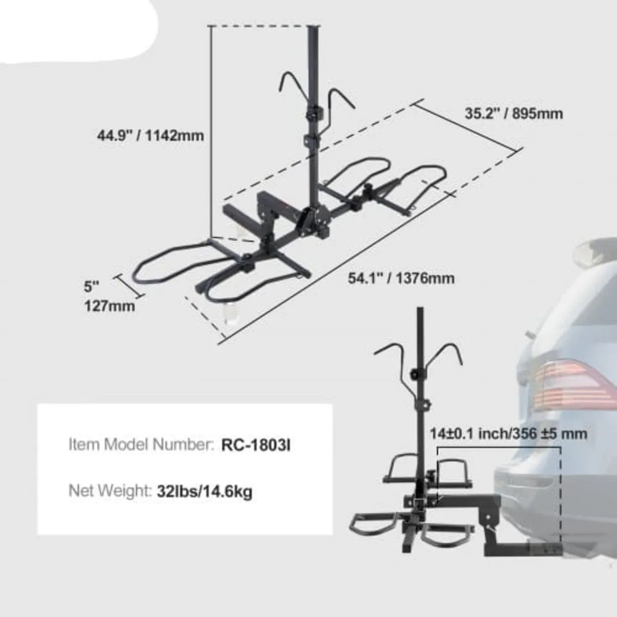 Hitch Mount Bike Rack, 2-Bike Platform Style, 160 - Image 4