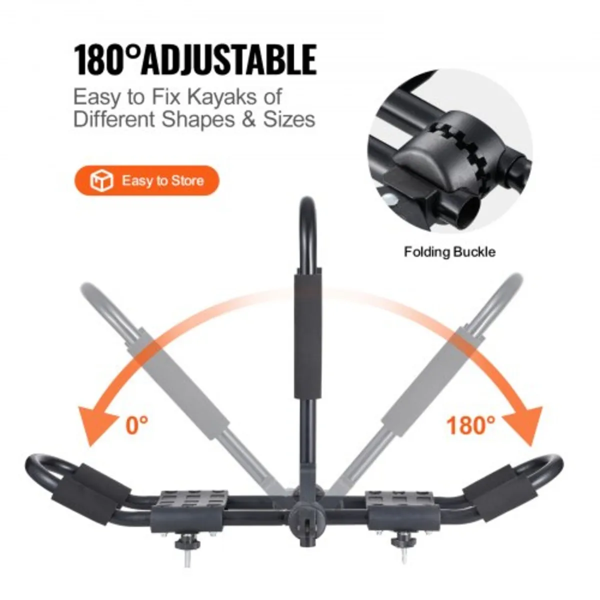 Kayak Roof Rack 1 Pair J-Bar, Soft Roof Rack, Top - Image 2