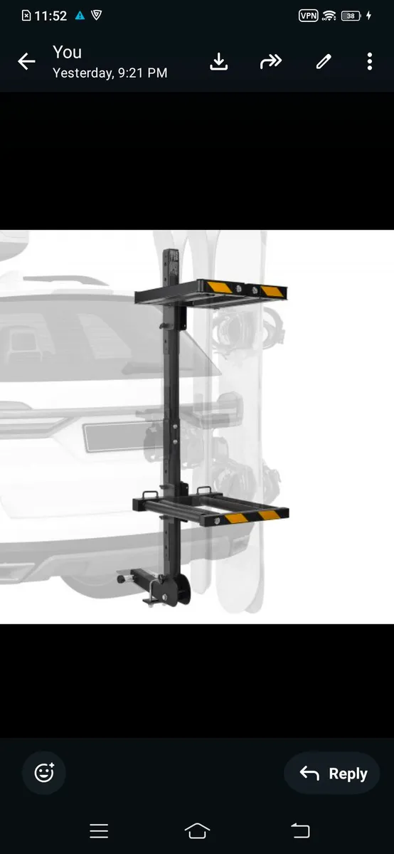 Folding Hitch Mounted Ski & Snowboard Rack, Fits 5 - Image 1