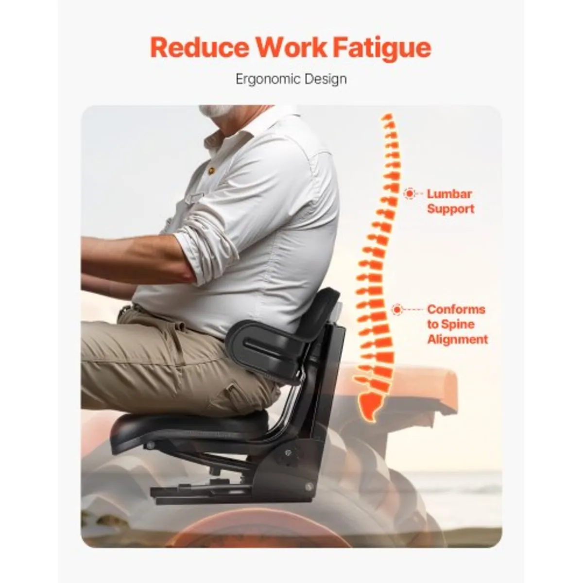 Universal Forklift Seat, Waterproof Tractor Suspen - Image 4