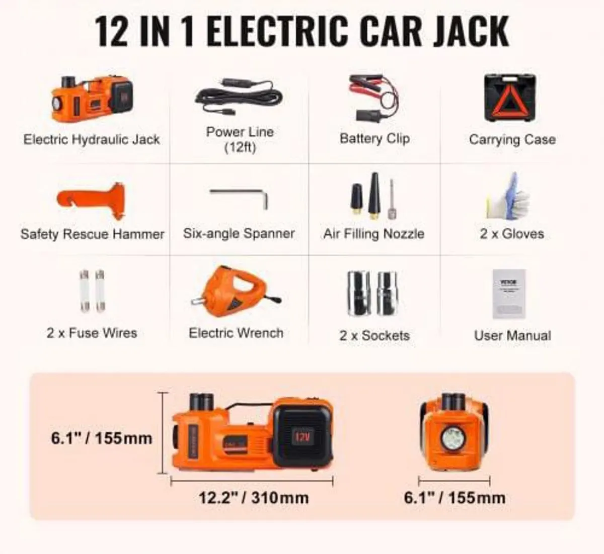 Electric Hydraulic Car Floor Jack 5 Ton 12V w/Impa - Image 3