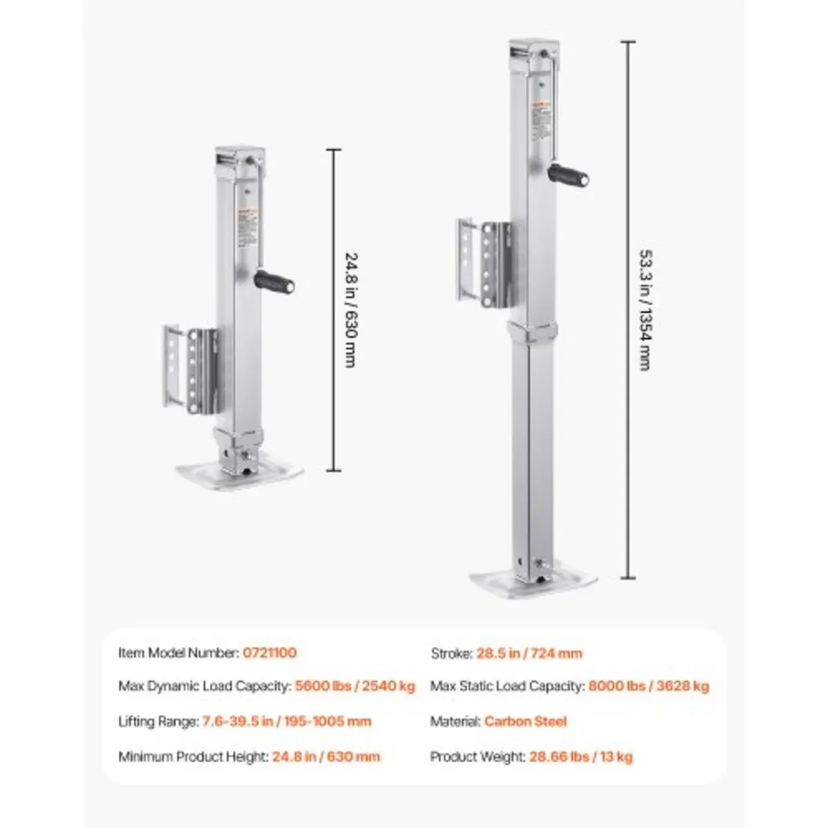 Trailer Jack, 8000 lbs Static Load Capacity, Heavy - Image 2