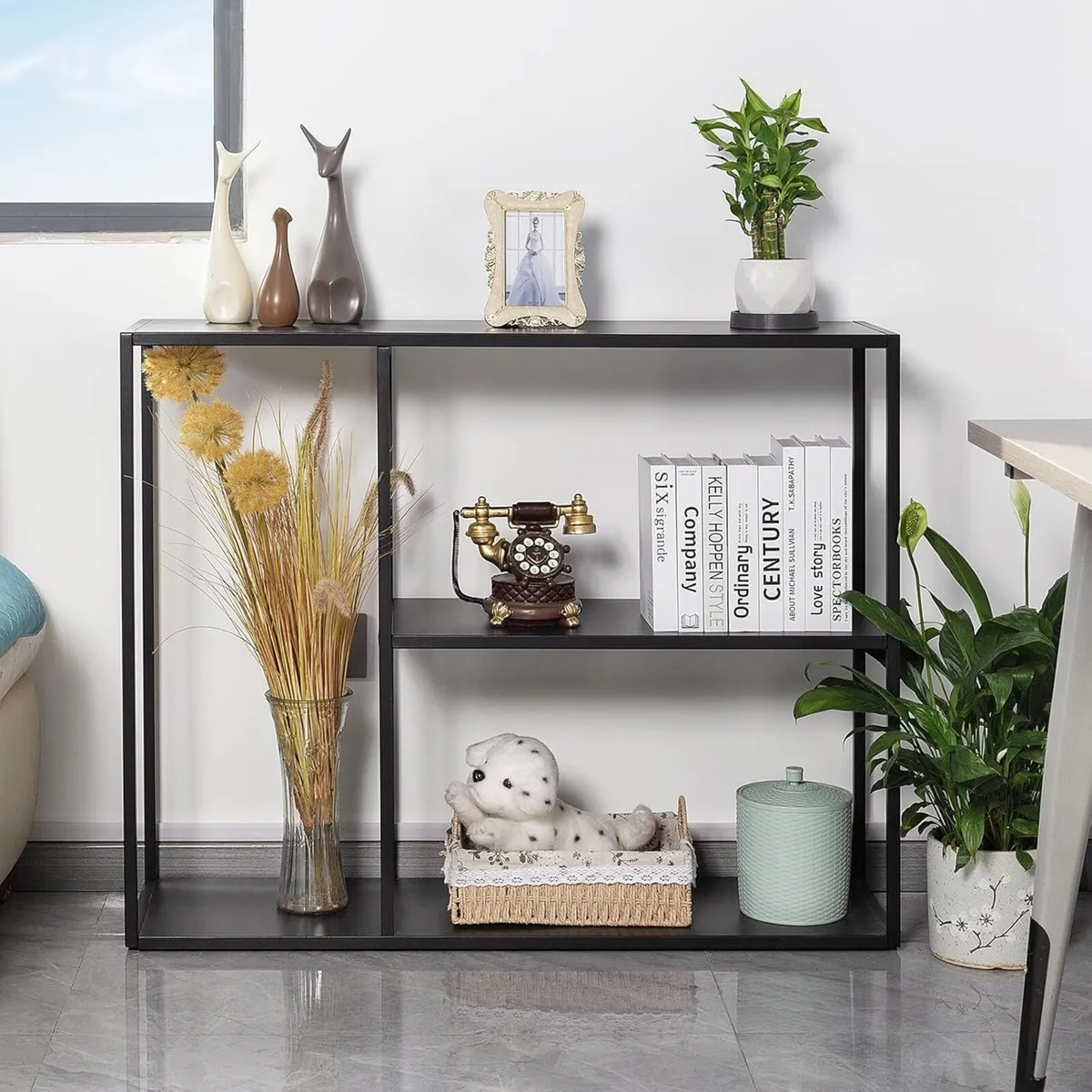 Console Table 3 Shelf Sofa Thin Entryway Metal - Image 4