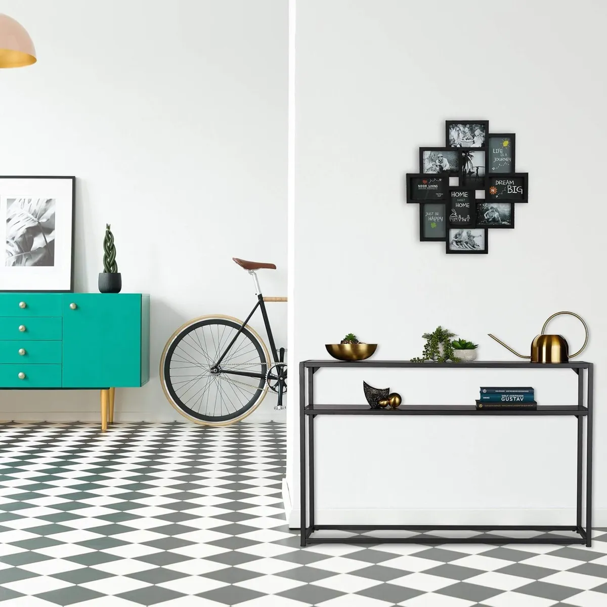 Console Table 2 Tiered Made Of Metal MDF Space-sav - Image 2