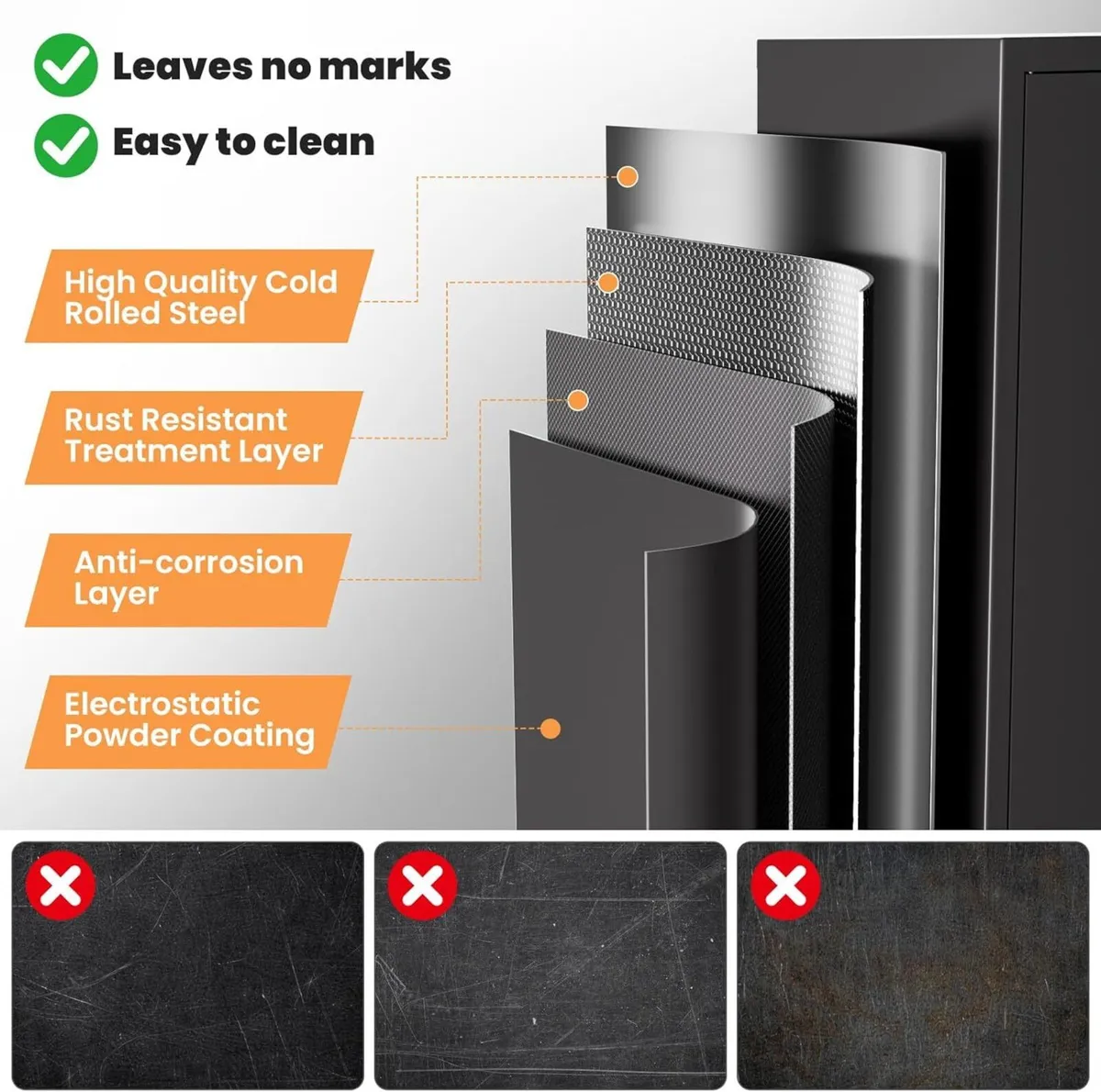 Frideko Metal Storage Cabinet 90 x 40 109 cm - - Image 4