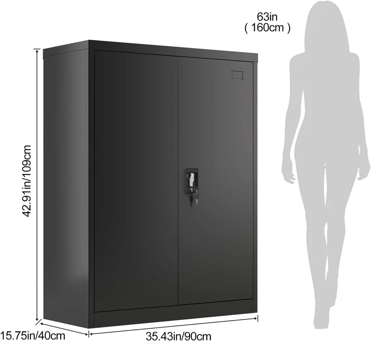 Frideko Metal Storage Cabinet 90 x 40 109 cm - - Image 3