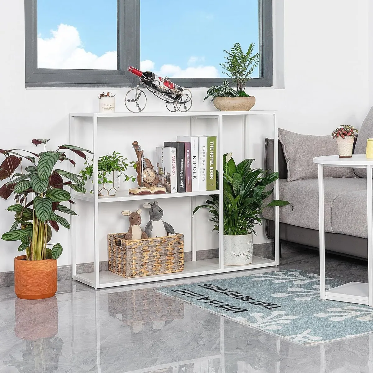 Console Table 3 Shelf Sofa Thin Entryway Metal - Image 2
