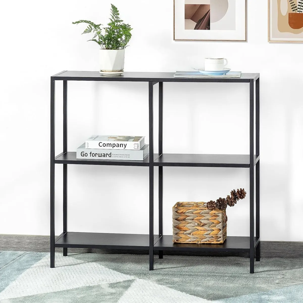 80cm Metal Console Table with 3 Tier Strage - Image 1