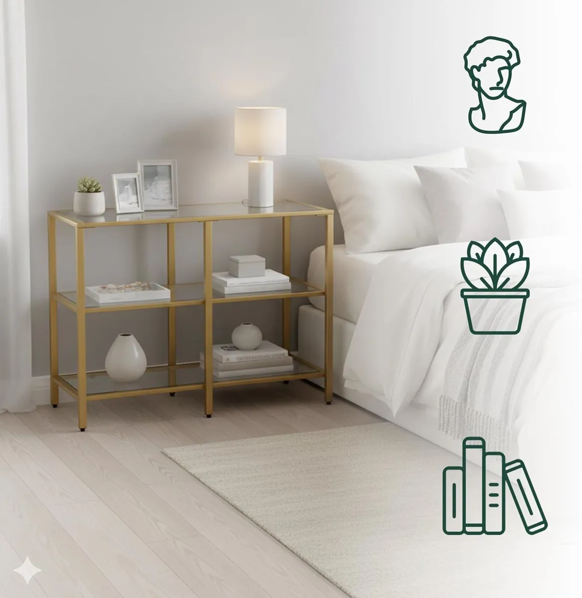 console table HxWxD: 73 x 100 30 cm metal glass - Image 4