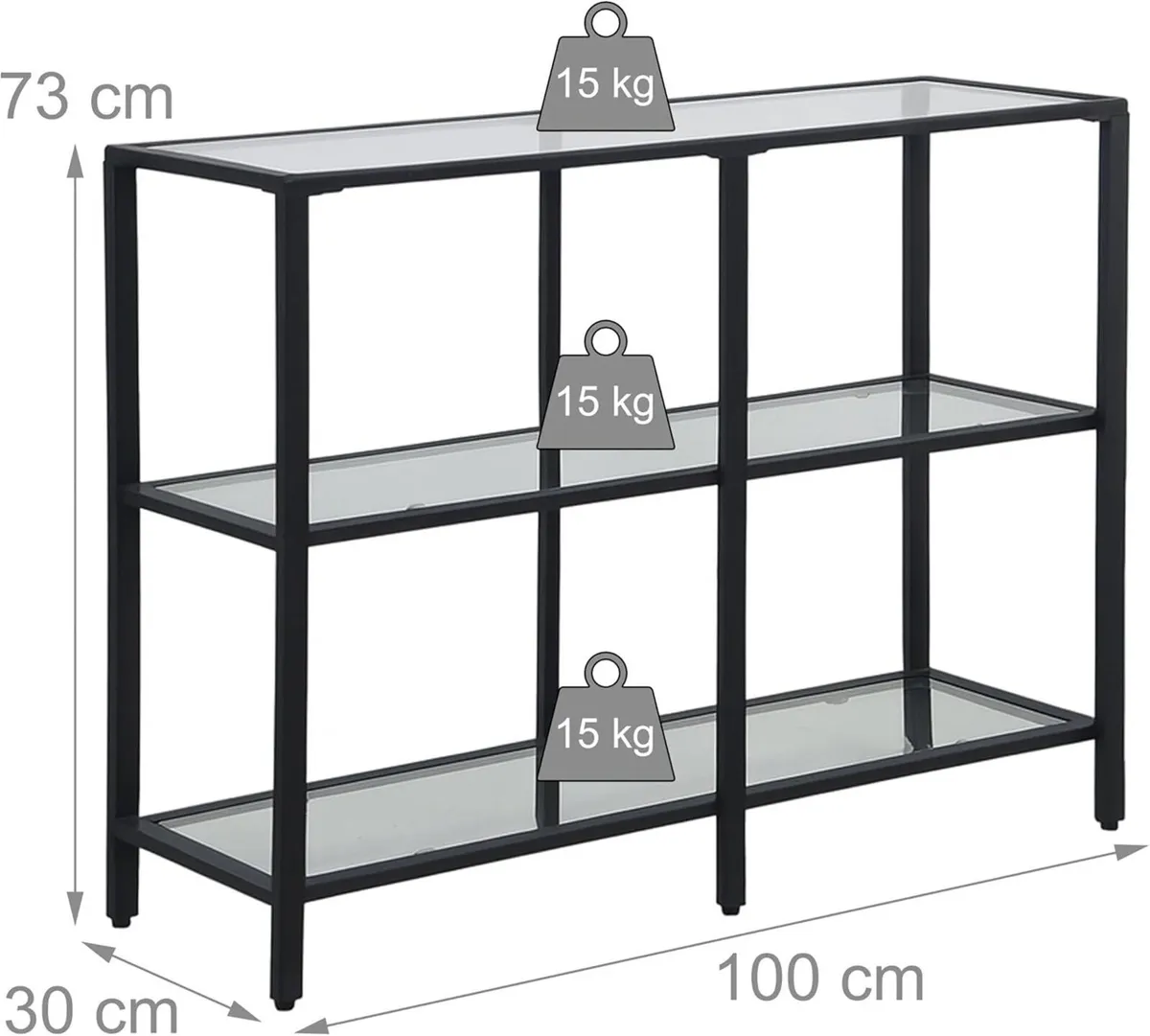 console table HxWxD: 73 x 100 30 cm metal glass - Image 3