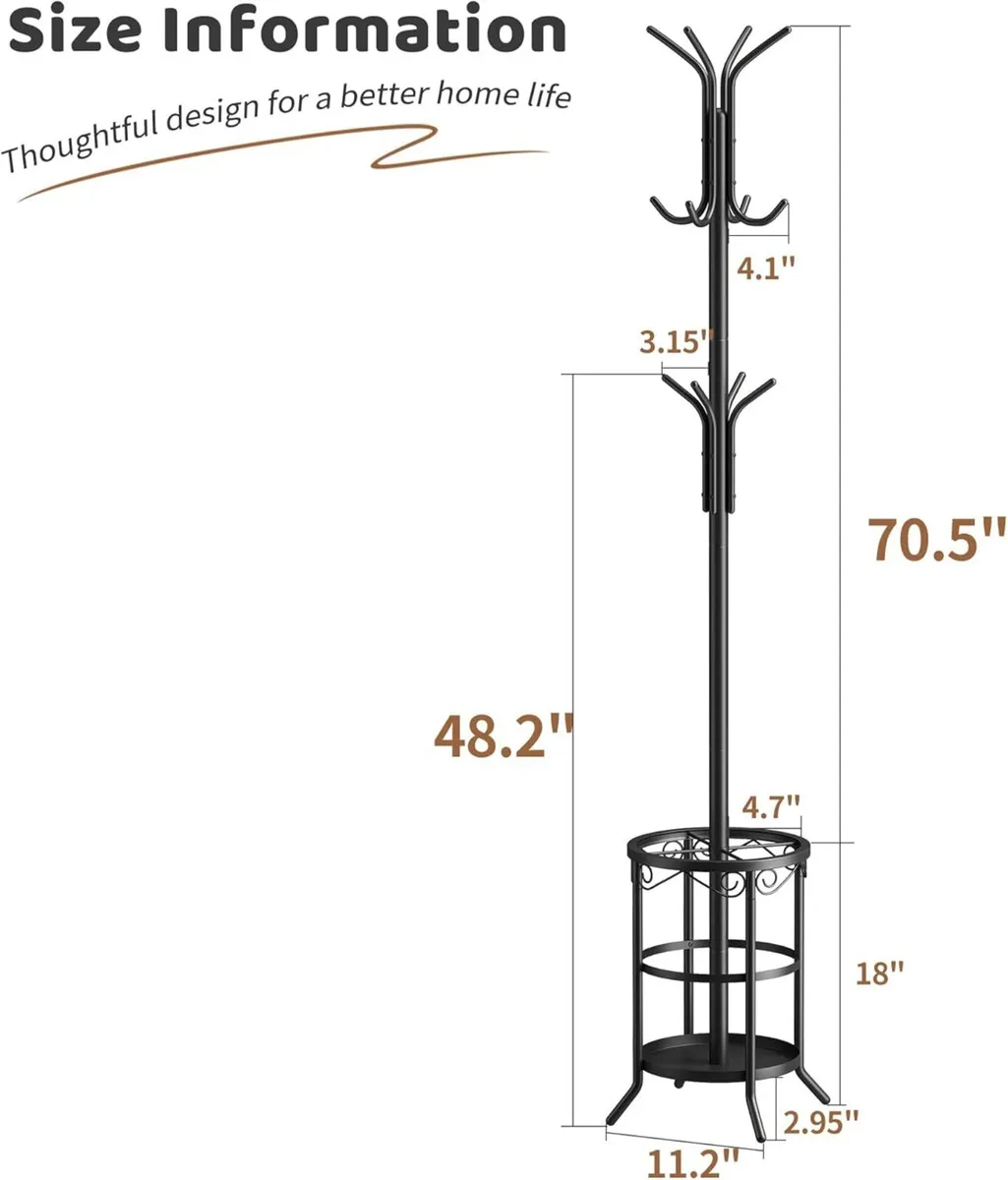 Coat Rack Freestanding with Umbrella Stand 12 - Image 2