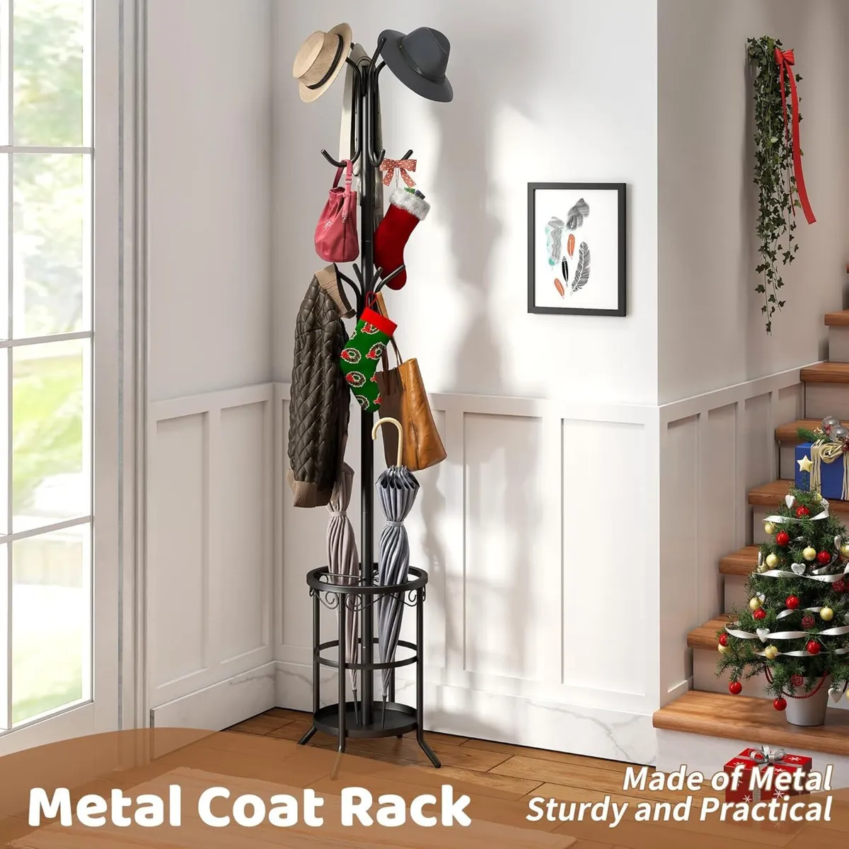 Coat Rack Freestanding with Umbrella Stand 12 - Image 3