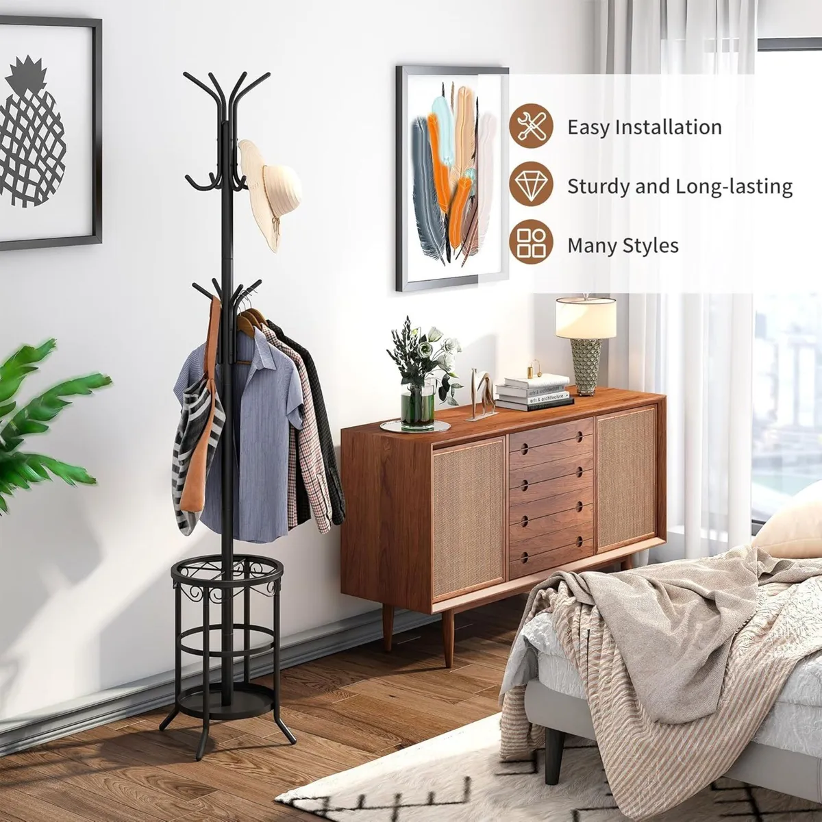 Coat Rack Freestanding with Umbrella Stand 12 - Image 4