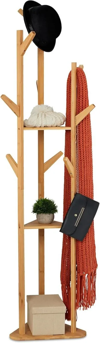 Triangular Coat Stand with 9 Hooks Bamboo 2 - Image 1
