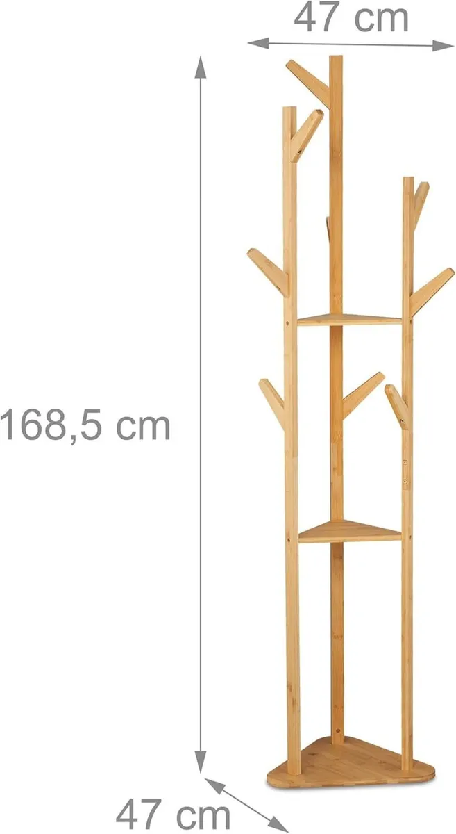Triangular Coat Stand with 9 Hooks Bamboo 2 - Image 3