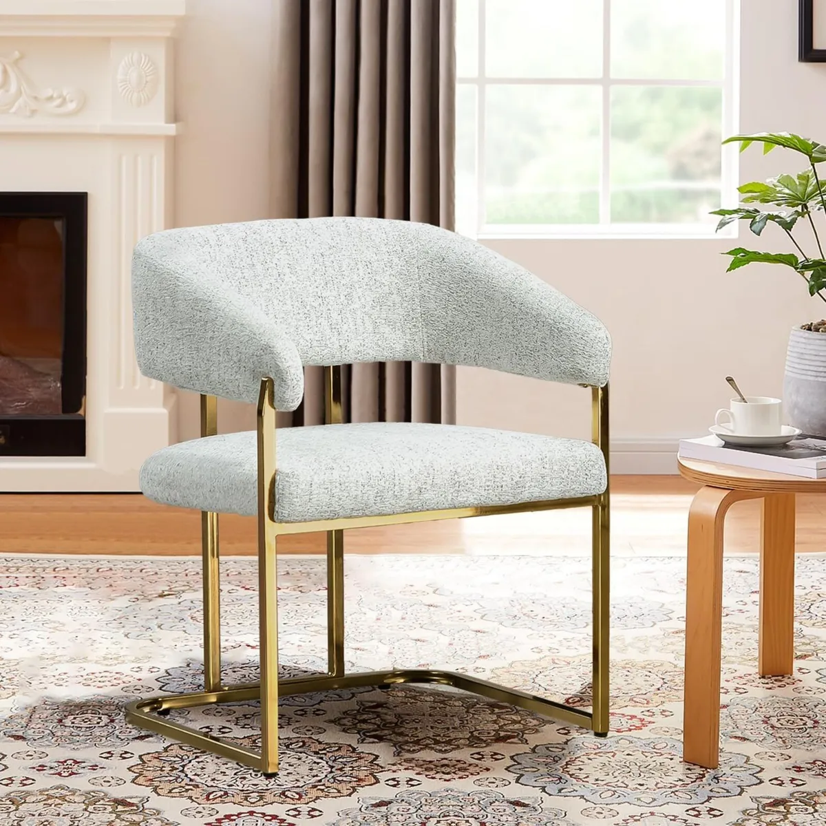 Armchair Upholstered Seat 56CM Tub Chair Vanity - Image 1