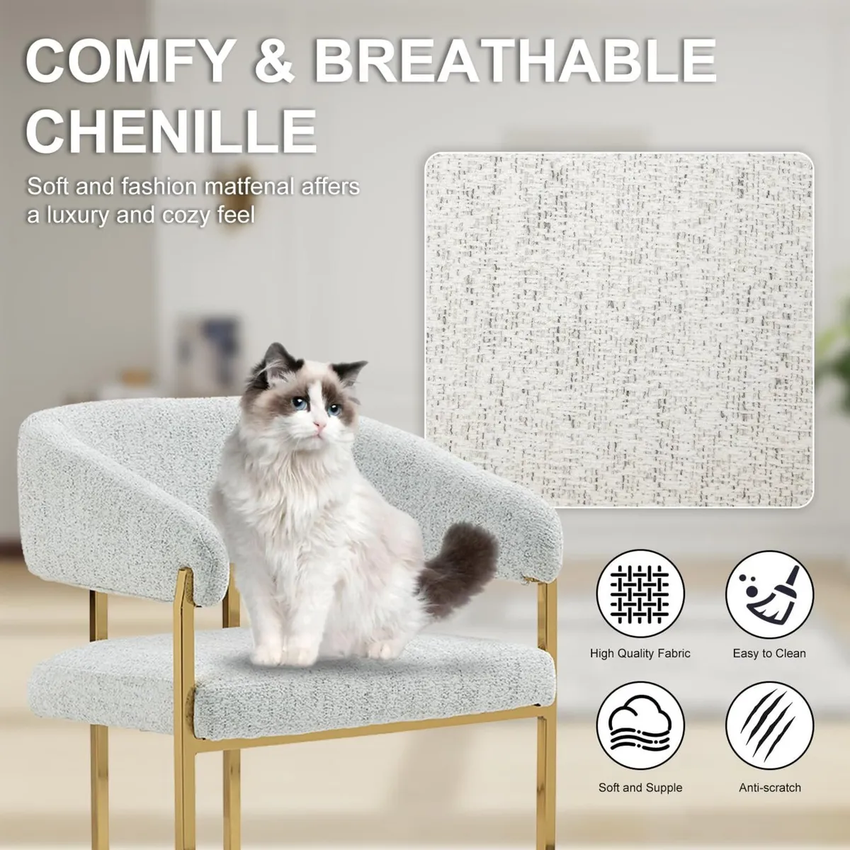 Armchair Upholstered Seat 56CM Tub Chair Vanity - Image 4