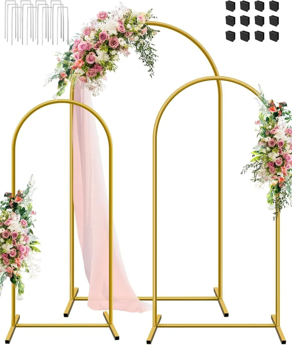 Arch Backdrop Stand Set of 3 1.8m 2m 2.2m Metal - Image 1