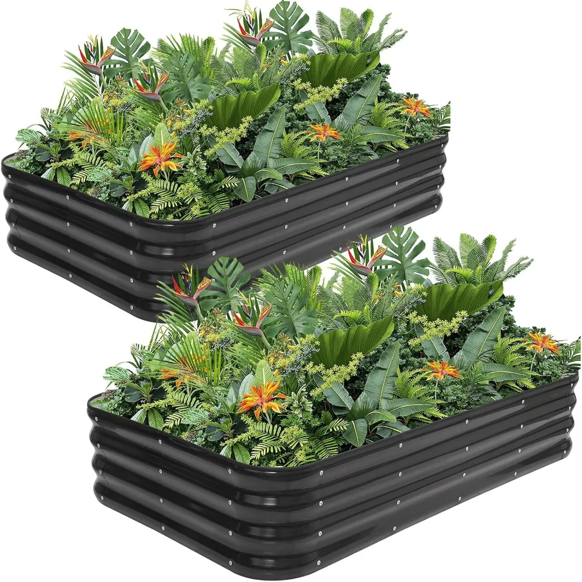 Raised Garden Bed Kit 4-in-1 Adjustable Galvanized - Image 1