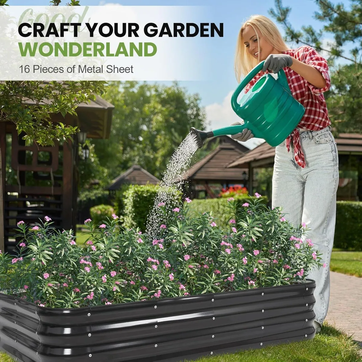 Raised Garden Bed Kit 4-in-1 Adjustable Galvanized - Image 3
