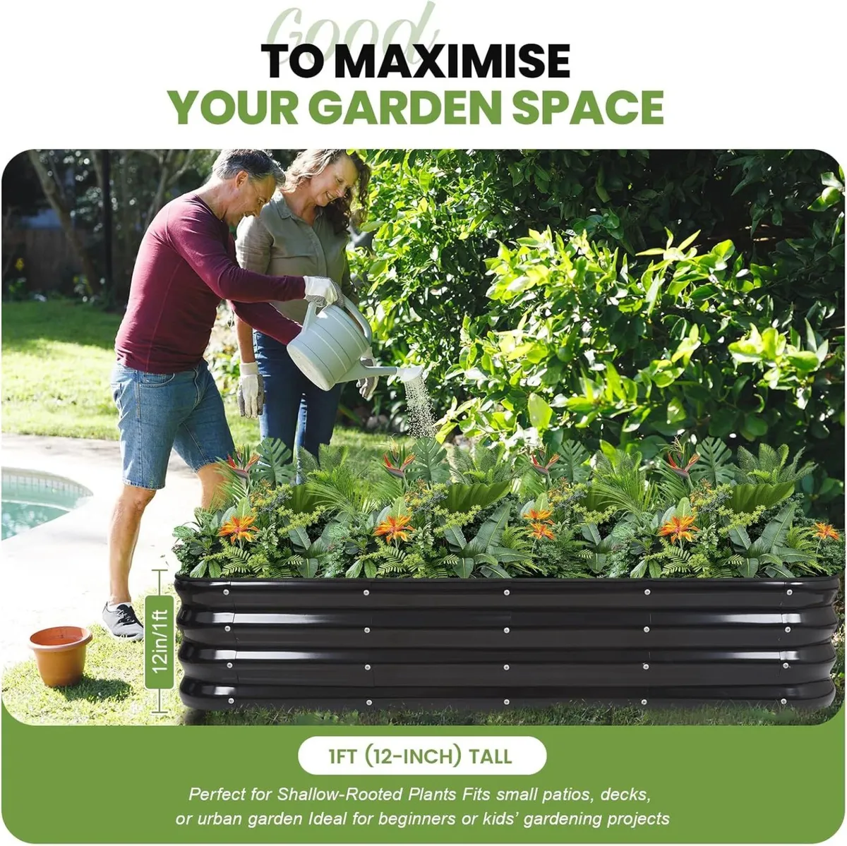 Raised Garden Bed Kit 4-in-1 Adjustable Galvanized - Image 4
