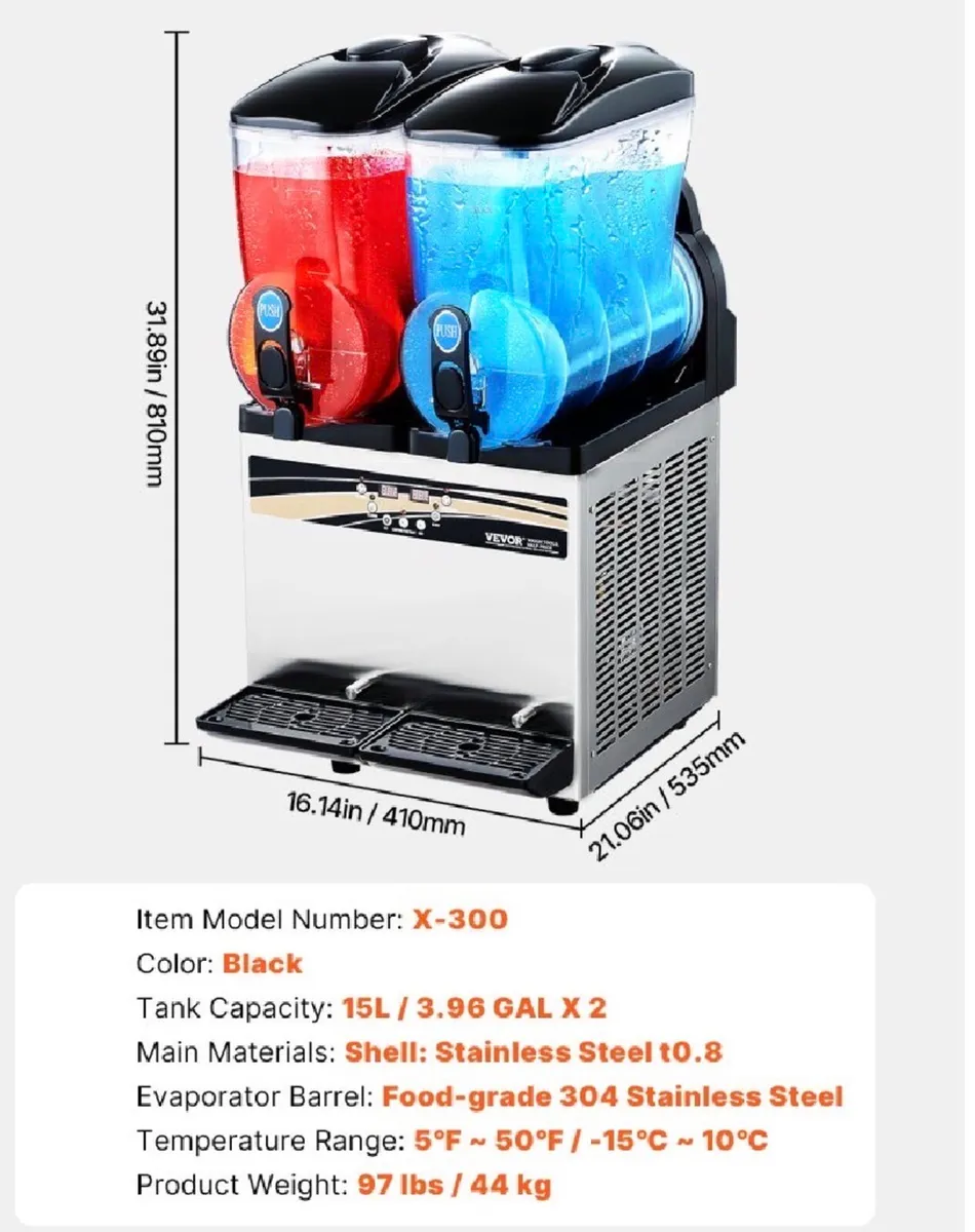 Commercial Frozen Drink Maker, 15Lx2 NEW 220v - Image 3