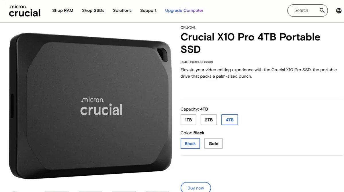 Crucial X10 Pro 4TB external SSD - Image 1