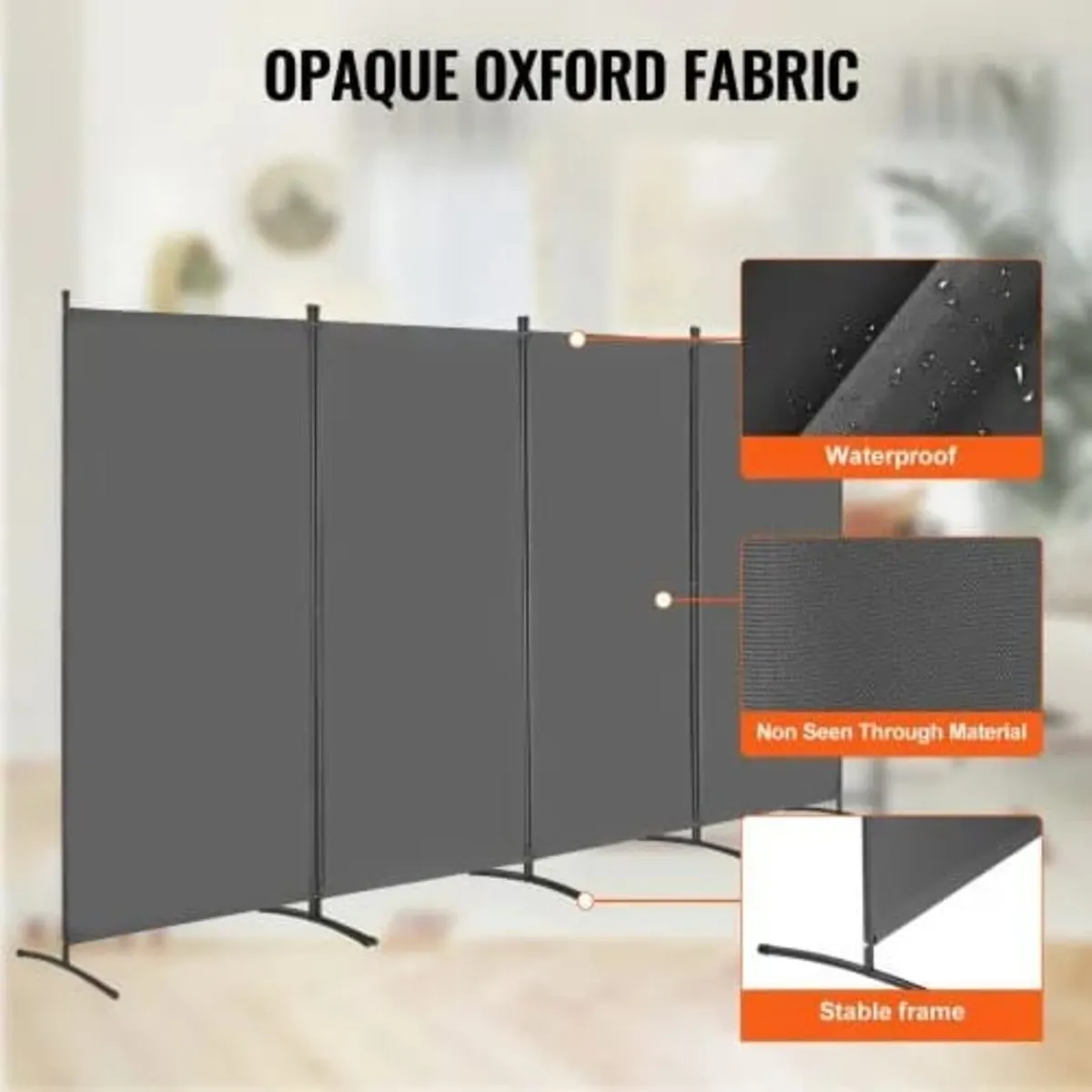4 Panels Room Divider, Folding Privacy Screen and - Image 3