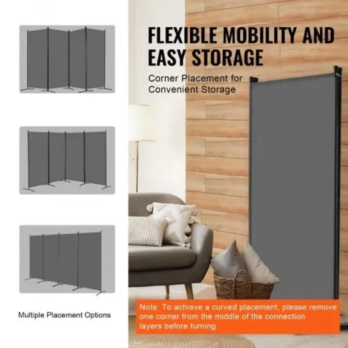 4 Panels Room Divider, Folding Privacy Screen and - Image 4